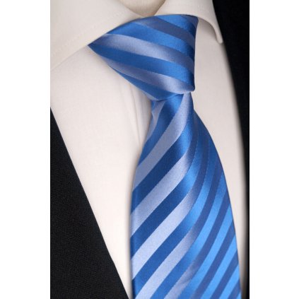 Světle modrá hedvábná kravata s pruhy