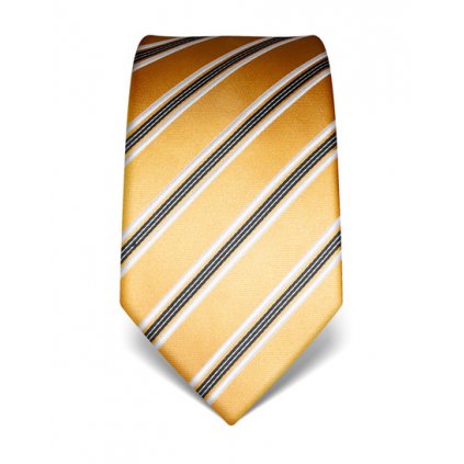 Luxusní zlatá kravata s pruhy a teflonovou vrstvou