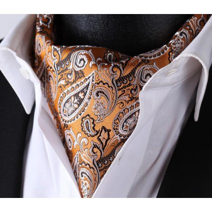 Luxusní hedvábný ascot bronzový paisley