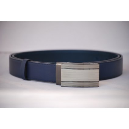 Pánský kožený pásek modrý- luxusní spona LM4