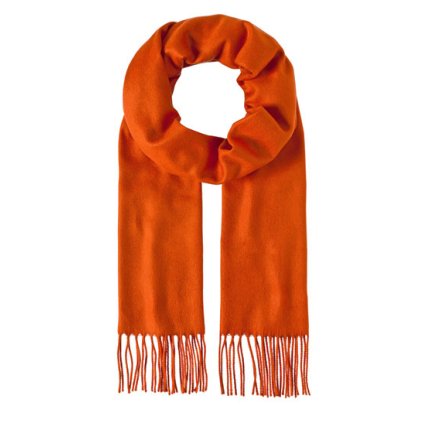 Luxusní šála unisex oranžová s třásněmi