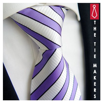 Pruhovná kravata Beytnur 166-4 fialová bílá