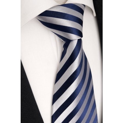 tmavě modrá pruhovaná kravata