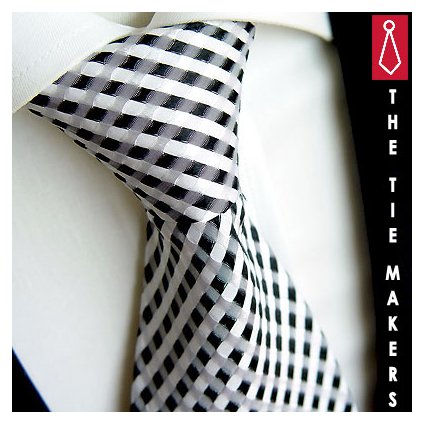 Kostičkovaná bíločerná kravata Beytnur 40-1