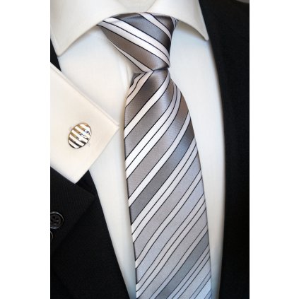 Beytnur kravata stříbrná bílá