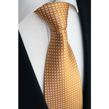 Luxusní hedvábná kravata zlatá 102-2
