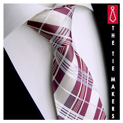 Beytnur 238-2 hedvábná kravata bílo fialová karo