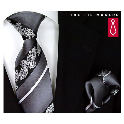 Elegantní šedo černá kravata Beytnur 206-6