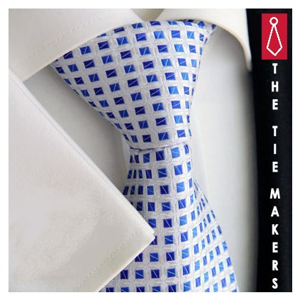 Luxusní kravata světlá s modrými čtverečky 216-2