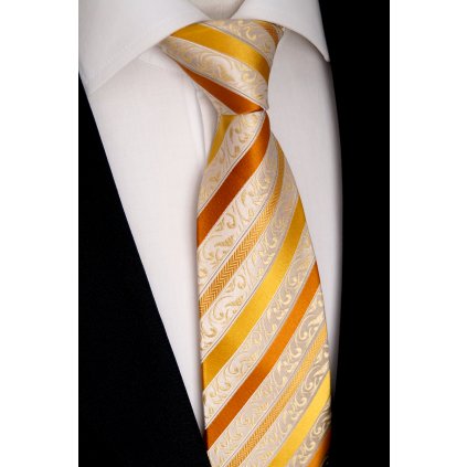 Beytnur 177-2 luxusní hedvábná kravata zlatá