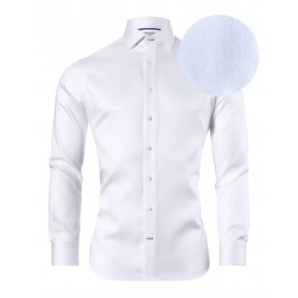 Luxusní bílá pánská košile slim fit rybí vzor