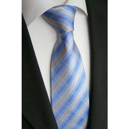 Luxusní hedvábná kravata Beytnur modrá kostka