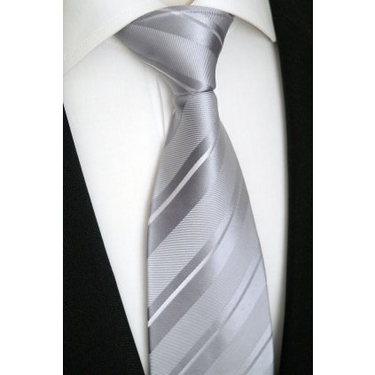 luxusni hedvábná kravata stříbrná jemná