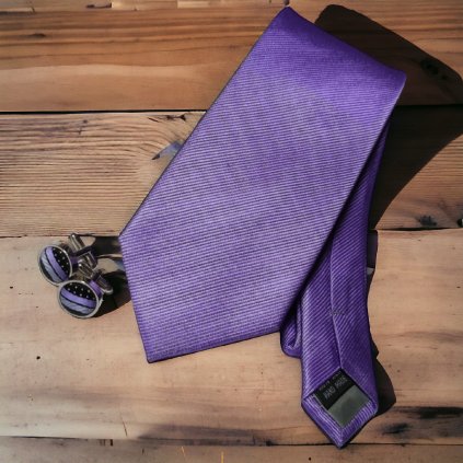 Jedinečný set fialová kravata a knoflíčky