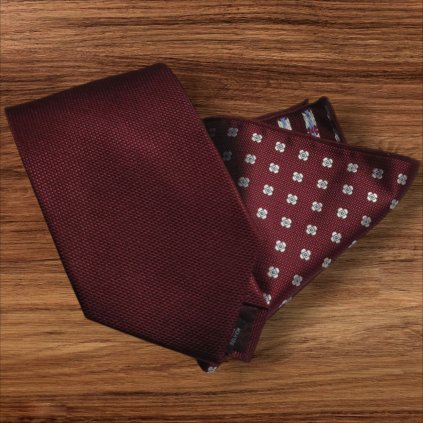 Set kravata a kapesníček tmavě bordo 900-10a