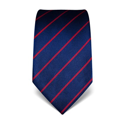modrá kravata s červeným proužkem