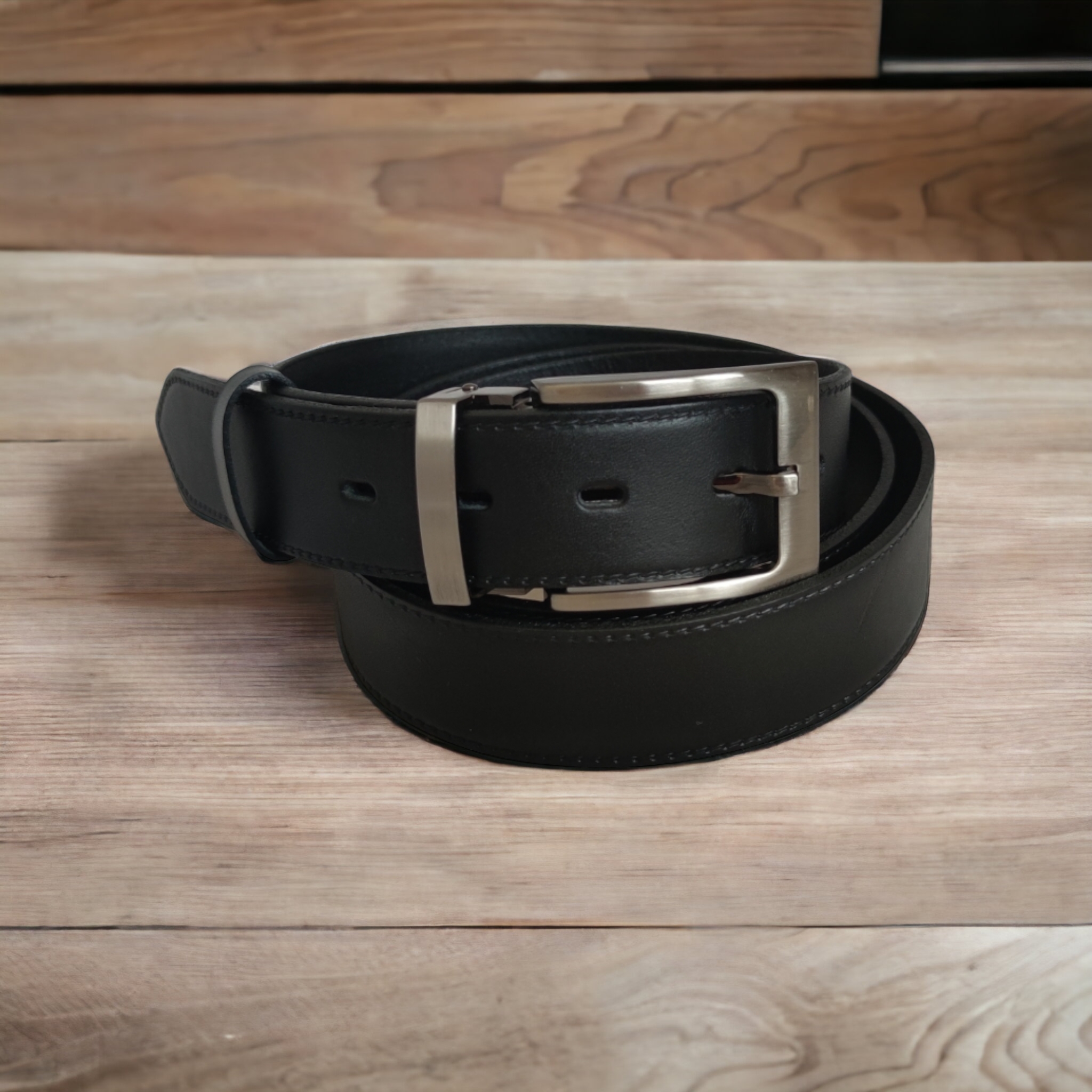 Penny Belts Pánský kožený pásek s trnovou sponou černý šířka: 3,5cm, délka: 115cm