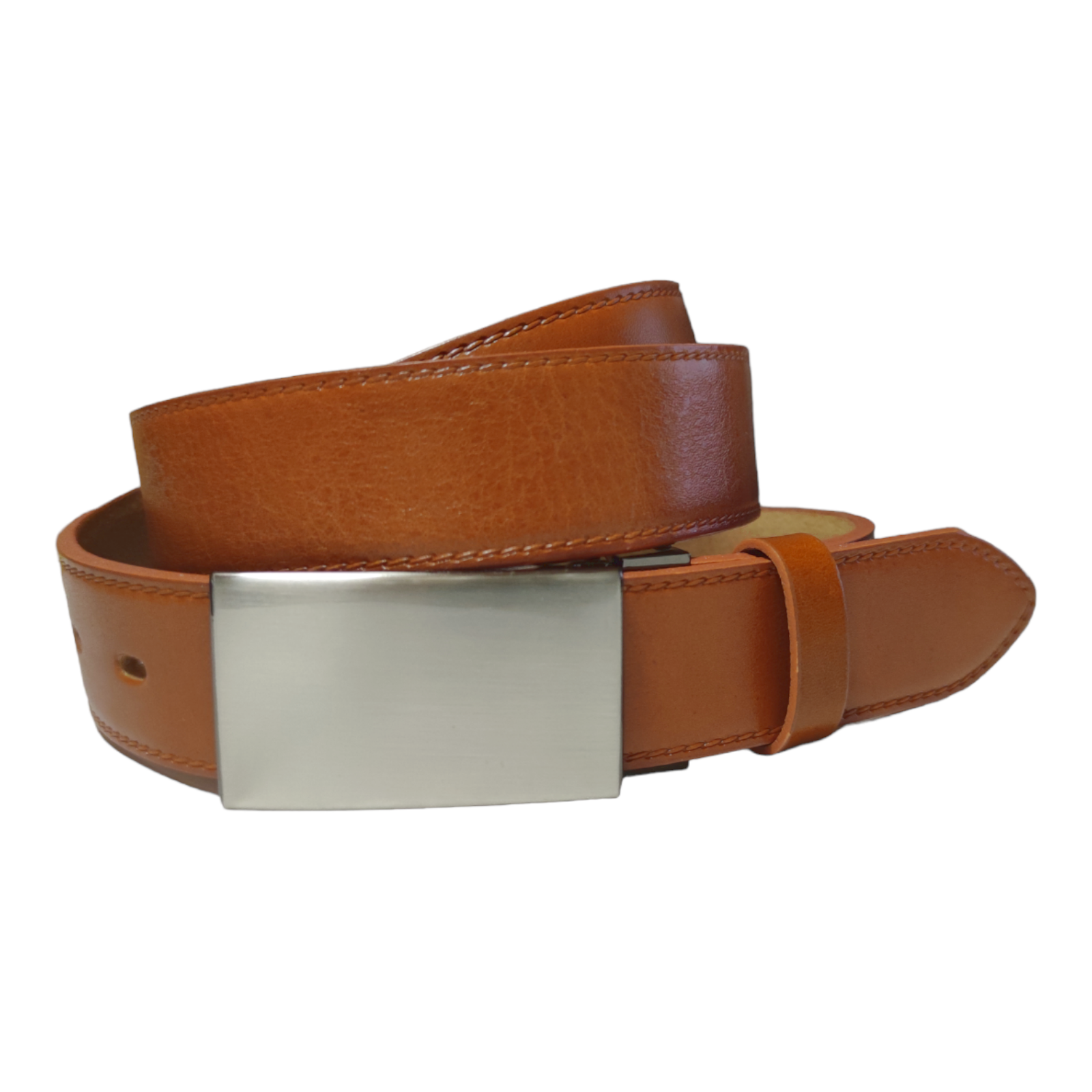 Penny Belts Pánský kožený pásek s plnou sponou oranžovo hnědý LM2 šířka: 3,5cm, délka: 95cm