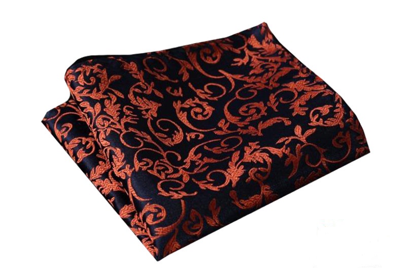 Fišer Hedvábný kapesníček modrý s oranžovým vzorem