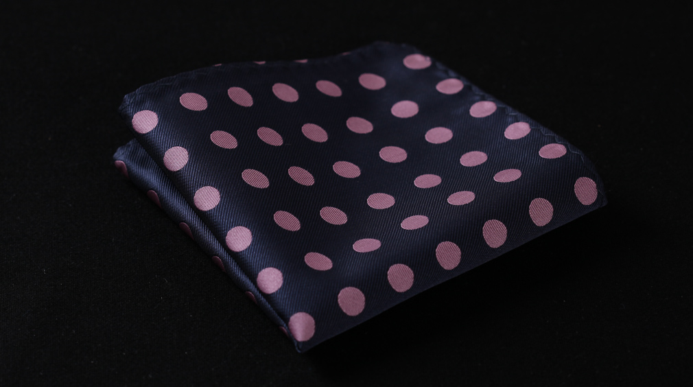 Fišer Hedvábný kapesníček - tmavě modrý s puntíky
