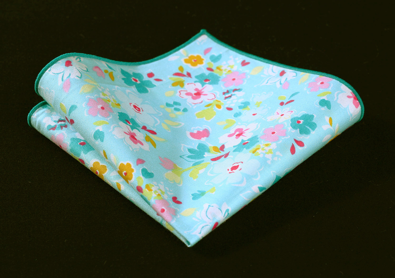 Fišer Bavlněný kapesníček - letní světle modrý květovaný