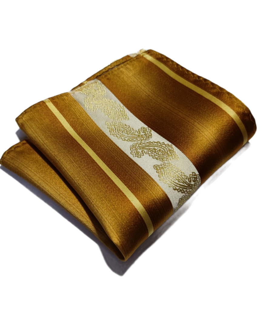 Fišer Hedvábný kapesníček zlatý se vzory 206-3