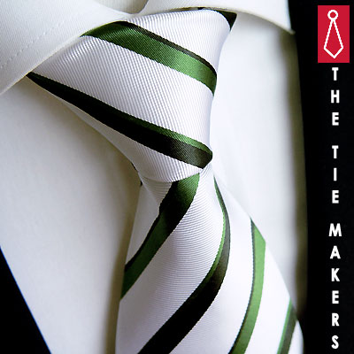 Hedvábná kravata Beytnur 18-8 bílo zelená