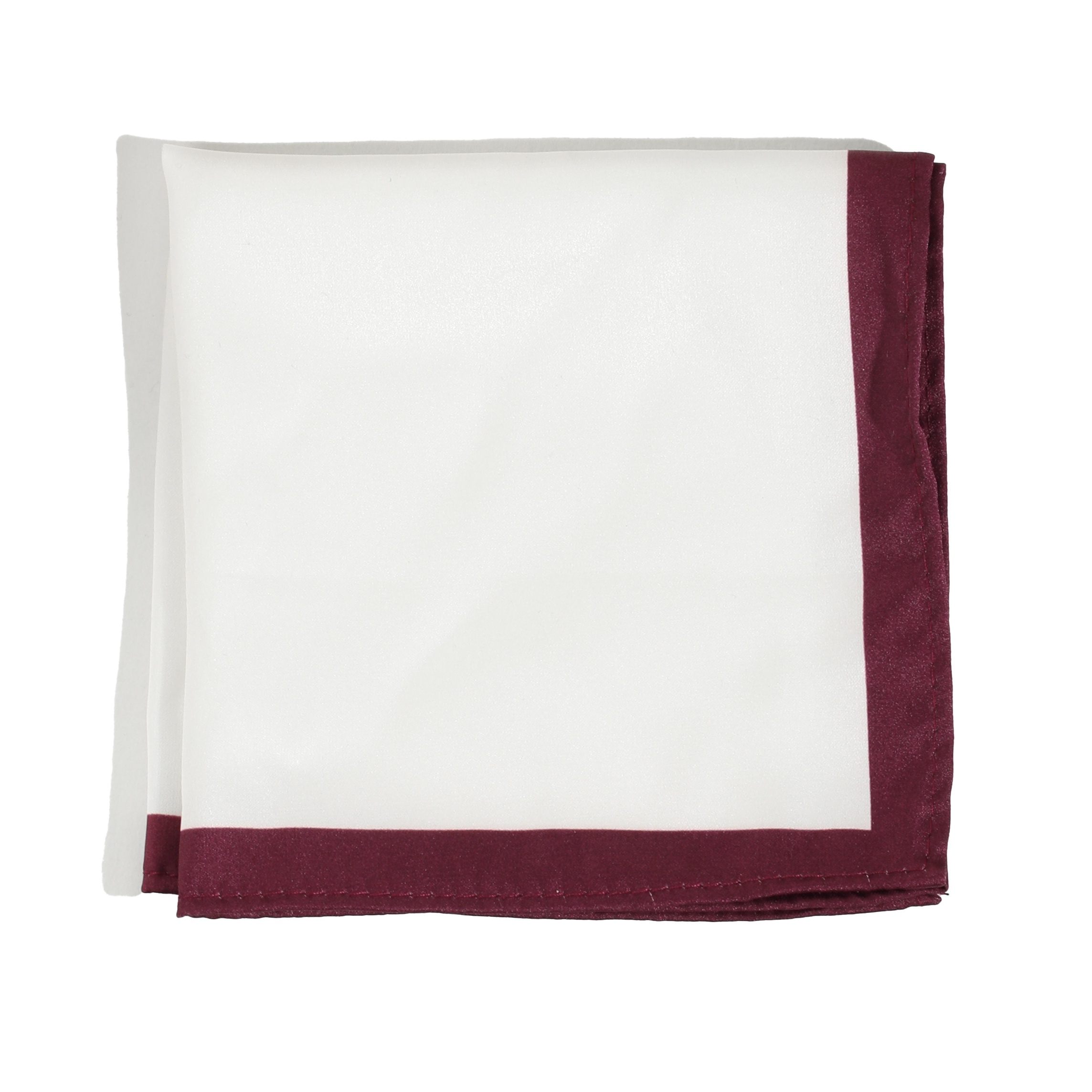 Fišer Kapesníček do klopy - bílý s vínovým lemem