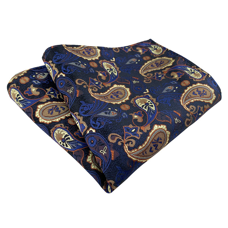 Fišer Hedvábný kapesníček modro zlatý paisley