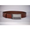 Pánský kožený pásek hnědý - plná spona LM3