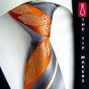 Svatební kravata Beytnur 206-1 šedo oranžová