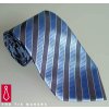 Luxusní hedvábná kravata modrá s šedým pruhem 166-1