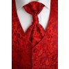 Červená svatební vesta Beytnur 13-3 kravata, plastron a kapesníček