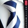 Tmavě modrý pruh hedvábná kravata