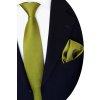Zelená hedvábná kravata a kapesníček