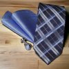 Károvaná kravata světle modrý kapesníček