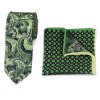 Luxusní set vlněné kravaty a kapesníčku - zelený