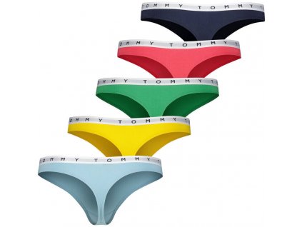 Dámská tanga bavlněná Tommy Hilfiger UW0UW03577 - 5Pack, vícebarevné