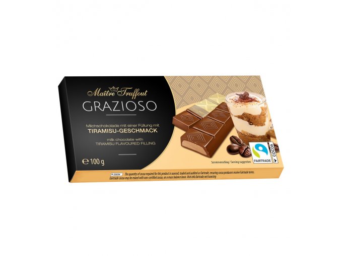 Grazioso milk chocolate with tiramisu cream filling 100g 8x125g Image 1 Zoom image