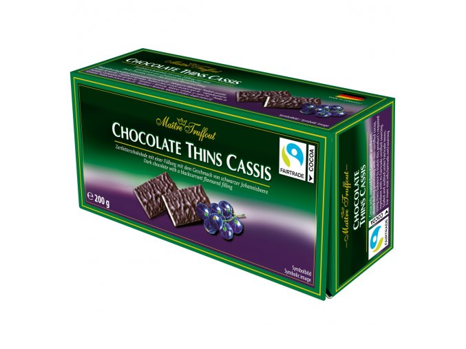 Chocolate Thins Cassis dark chocolate bars blackcurrant 200g Image 1 Zoom image