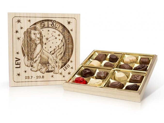 Lev -Belgické pralinky v dřevěné dóze 200g