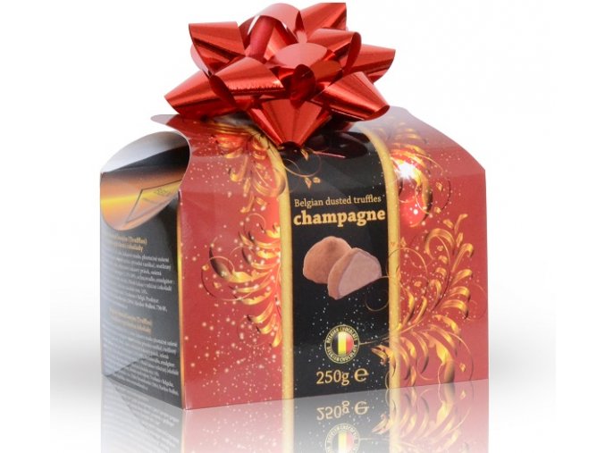 Belgické lanýže s náplní s příchutí champagne s mašlí 250 g