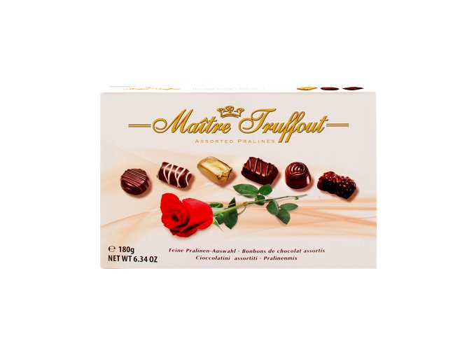 Maitre Truffout - Belgické pralinky z hořké, bílé a mléčné čokolády 180g