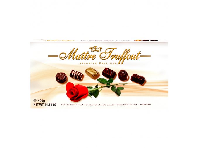 Maitre Truffout - Výběr pralinek v balení s růží 400g