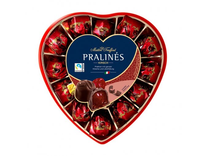 Pralines dark chocolate with cherry with liqueur 4 vol heart 140g Image 1 Zoom image