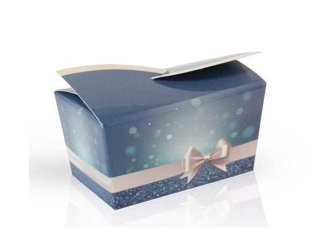 Modrá Vánoční -  Minibonboniérka s čokoládovými pralinkami s lískooříškovým krémem  28g