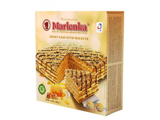 Medový dort s vlašskými ořechy MARLENKA® 800 g photo standing small