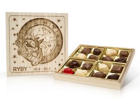 Ryby - Belgické pralinky v dřevěné dóze 200g