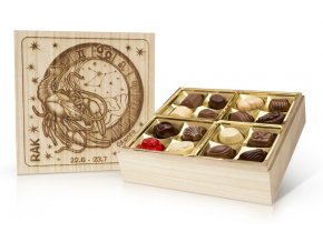 Rak - Belgické pralinky v dřevěné dóze 200g