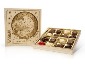 Vodnář - Belgické pralinky v dřevěné dóze 200g